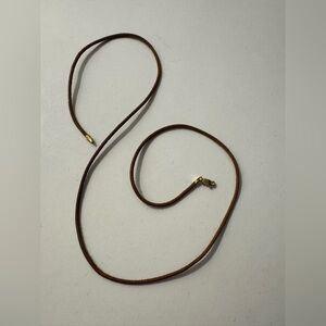 14K Clasp Corded Leather Necklace